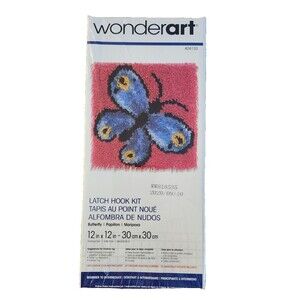 Wonder Art Butterfly #426133 Latch Hook Kit Craft 12" by 12" Brand New Sealed